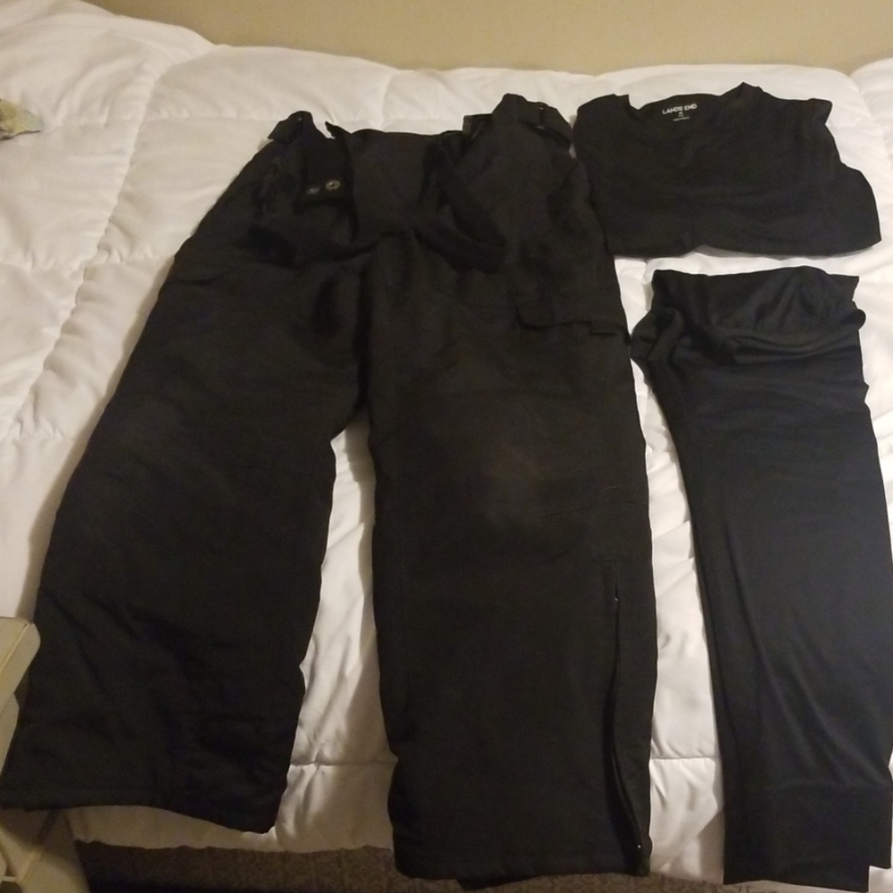 Cabela's youth snow/ski bibs & Lands End underwear